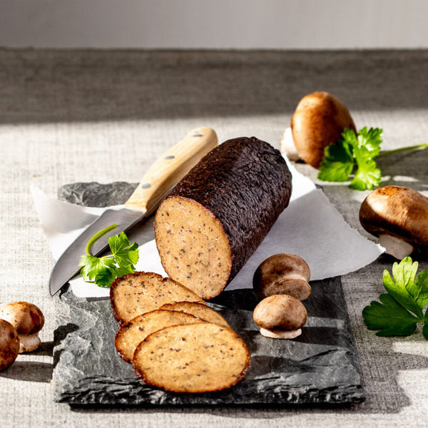 Brown Mushrooms Vegami, Best Vegan Salami, Clean Plant-based Deli Meat